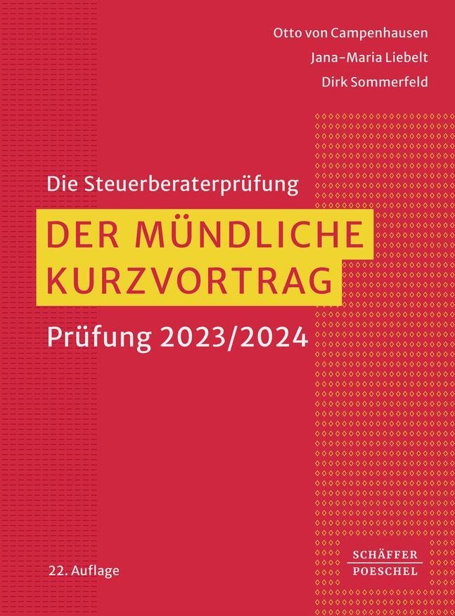 Cover: 9783791060224 | Der mündliche Kurzvortrag | Prüfung 2023/2024 | Campenhausen (u. a.)