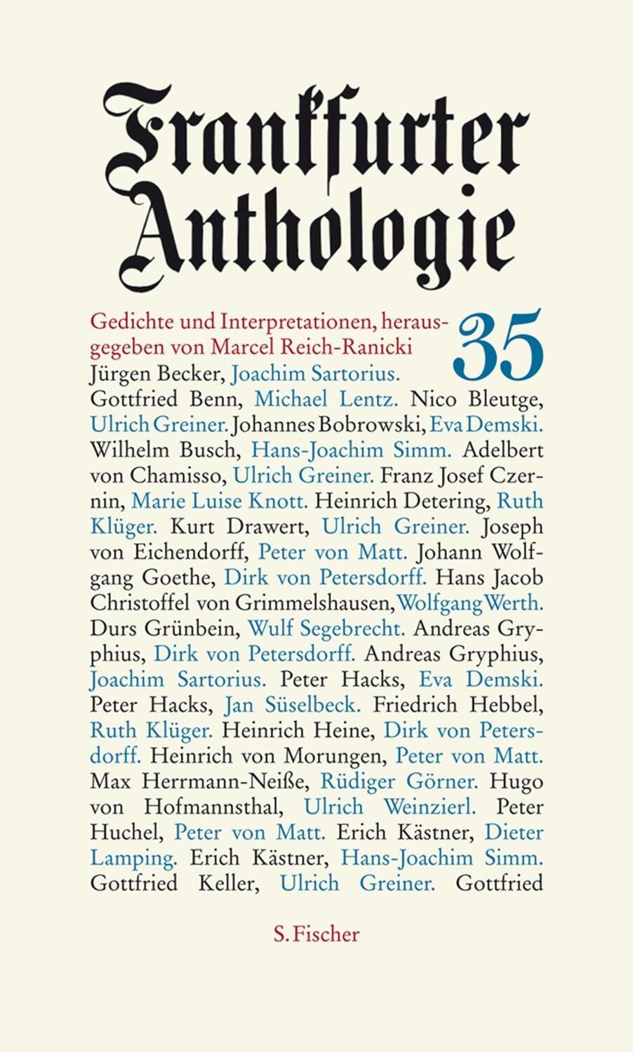 Cover: 9783100628152 | Frankfurter Anthologie 35 | Buch | 320 S. | Deutsch | 2012