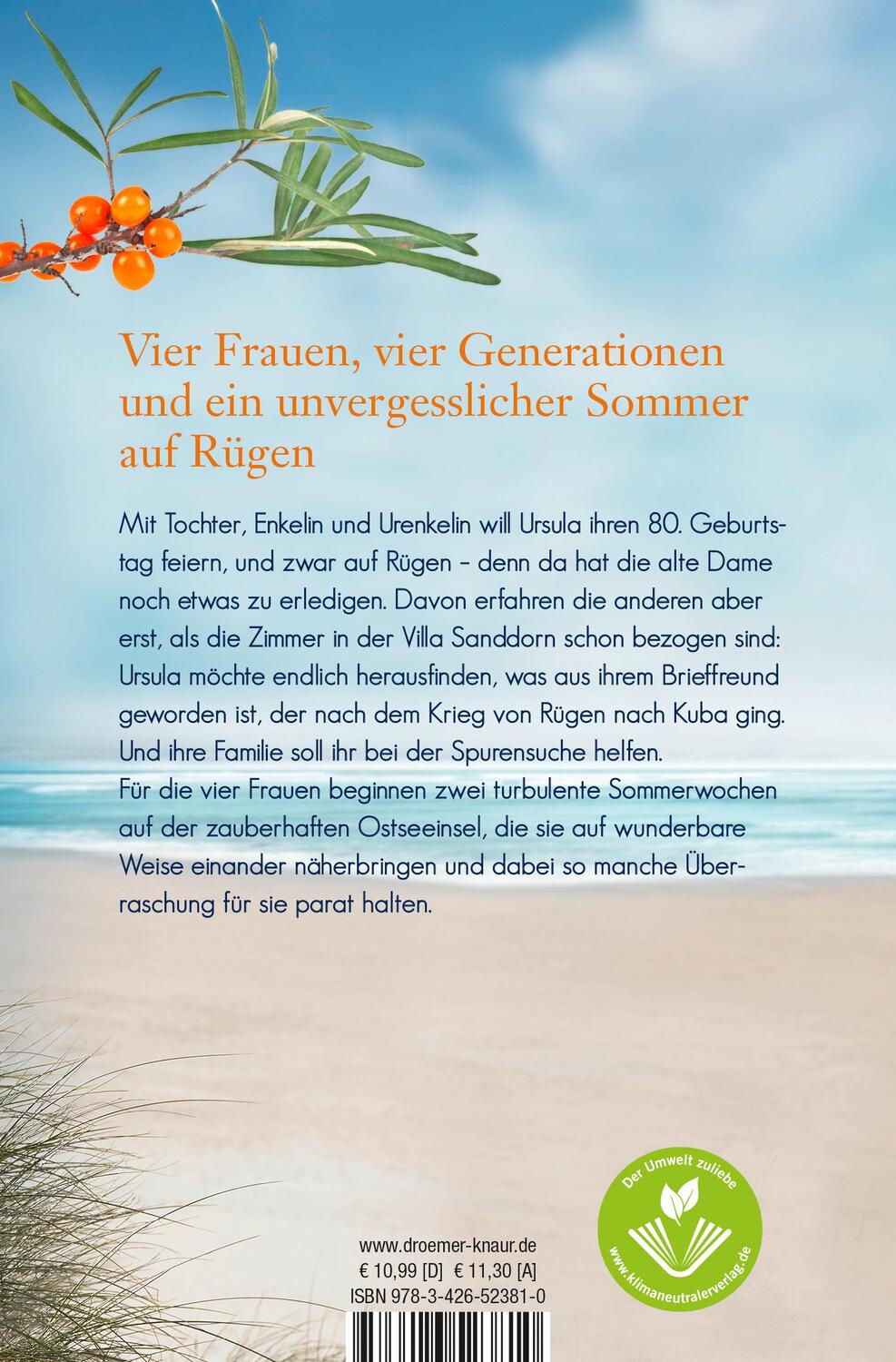 Rückseite: 9783426523810 | Sanddorninsel | Ein Rügen-Roman | Lena Johannson | Taschenbuch | 2019