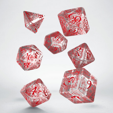 Cover: 5907814951236 | Elvish Translucent &amp; red Dice Set | Elven-Dice | QWOELV09 | Q-workshop