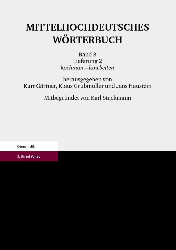 Cover: 9783777634876 | Mittelhochdeutsches Wörterbuch. Dritter Band, Lieferung 2 | Buch | VI