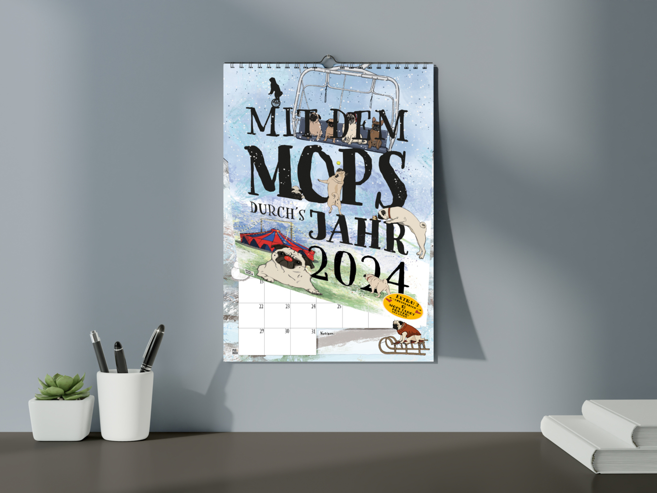Cover: 4262420190167 | Mit dem Mops durch´s Jahr 2024 | Pug&amp;Duck Verlag | Kalender | Deutsch