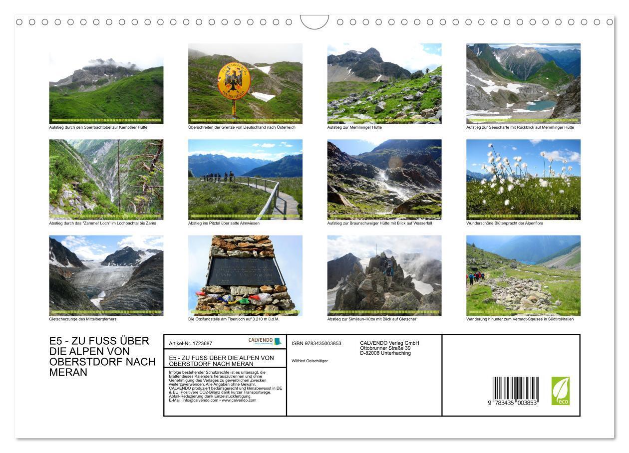 Bild: 9783435003853 | E5 - ZU FUSS ÜBER DIE ALPEN VON OBERSTDORF NACH MERAN (Wandkalender...