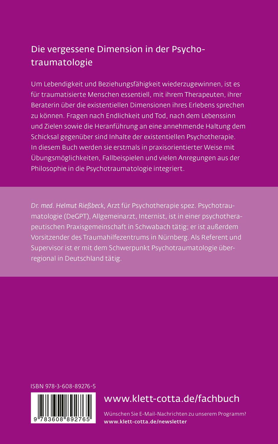 Rückseite: 9783608892765 | Existenzielle Perspektiven in der Psychotraumatologie (Leben...