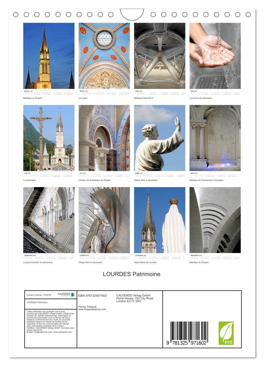 Bild: 9781325971602 | LOURDES Patrimoine (Calendrier mural 2025 DIN A4 horizontal),...