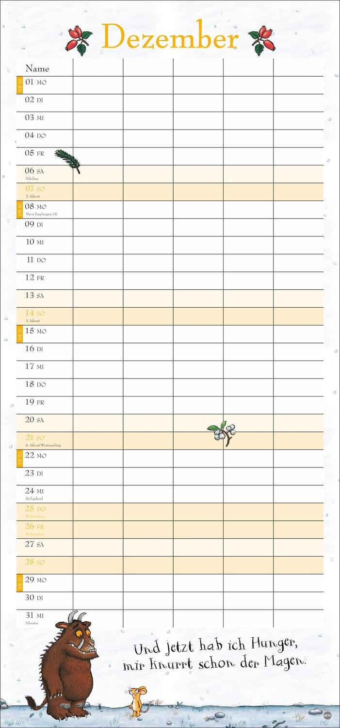 Bild: 9783756405923 | Der Grüffelo Familienplaner 2025 | Kalender | Familienplaner Athesia