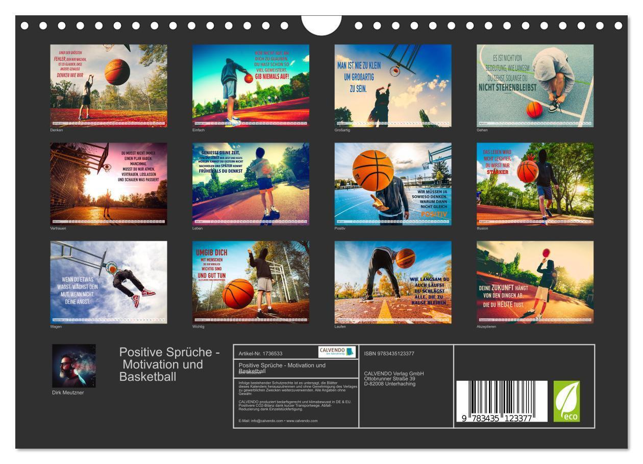 Bild: 9783435123377 | Positive Sprüche - Motivation und Basketball (Wandkalender 2025 DIN...