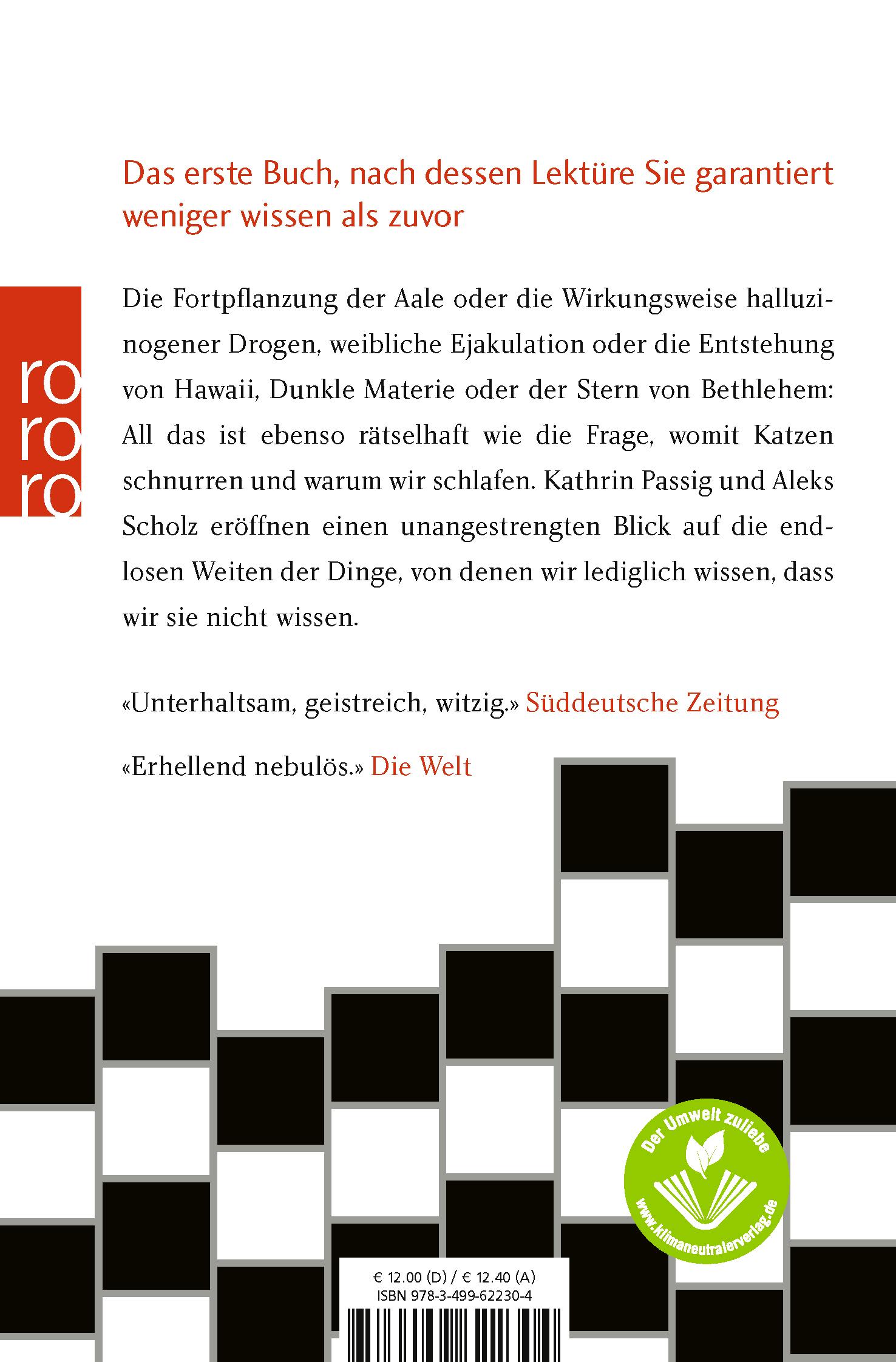 Rückseite: 9783499622304 | Lexikon des Unwissens | Worauf es bisher keine Antwort gibt | Buch