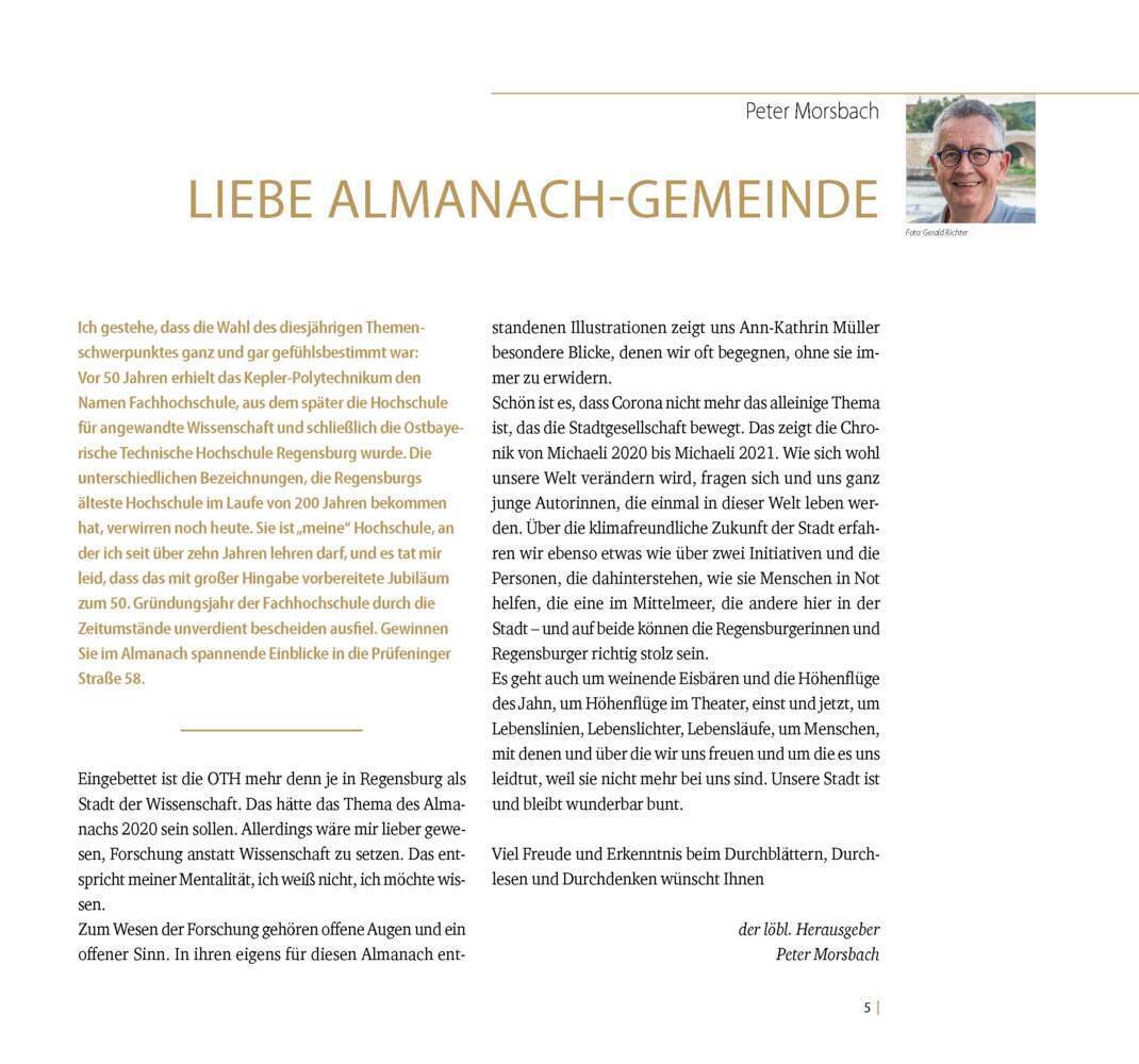 Bild: 9783955874001 | Regensburger Almanach 2021 | Stadt der Wissenschaft | Peter Morsbach