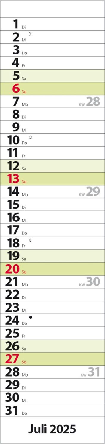 Bild: 9783731879626 | Streifenplaner Compact Grün 2025 | Verlag Korsch | Kalender | 13 S.