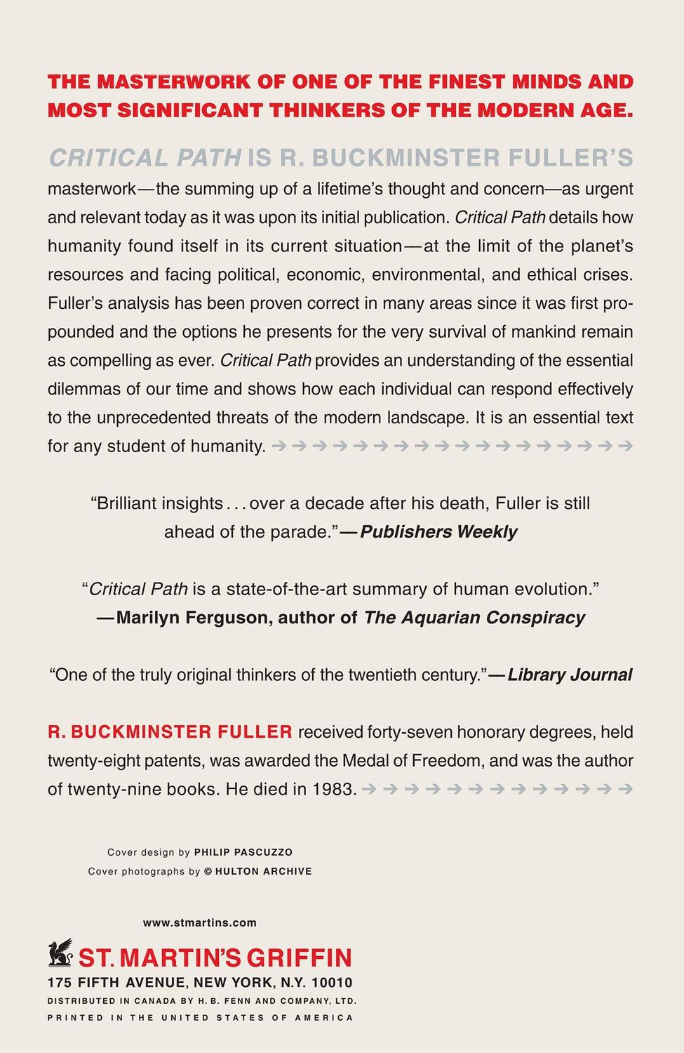 Rückseite: 9780312174910 | Critical Path | R Buckminster Fuller | Taschenbuch | Englisch | 1982