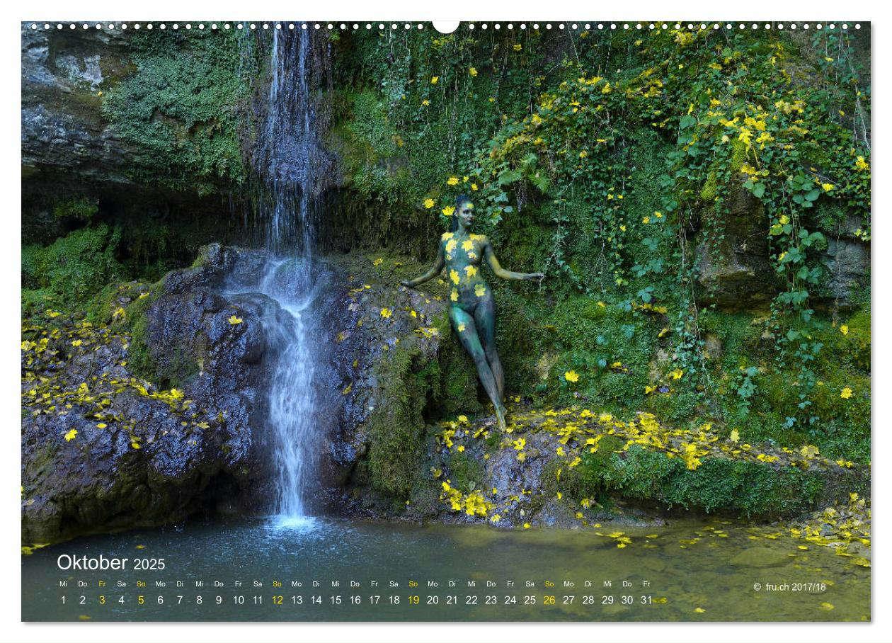 Bild: 9783435299751 | BODYPAINTING AM WASSERFALL VON LINN (Wandkalender 2025 DIN A2...