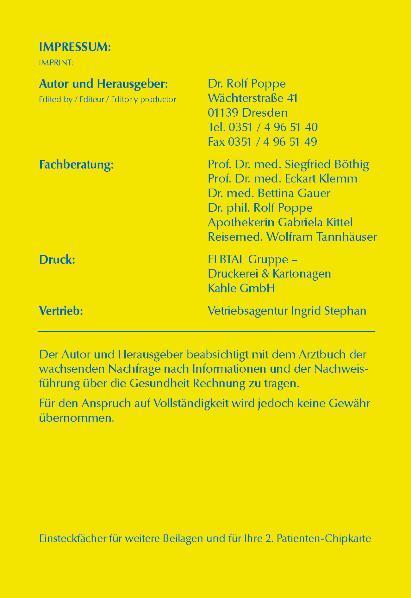 Bild: 9783000081842 | Mein Arztbuch für meine Gesundheit | Rolf Poppe | Broschüre | Deutsch