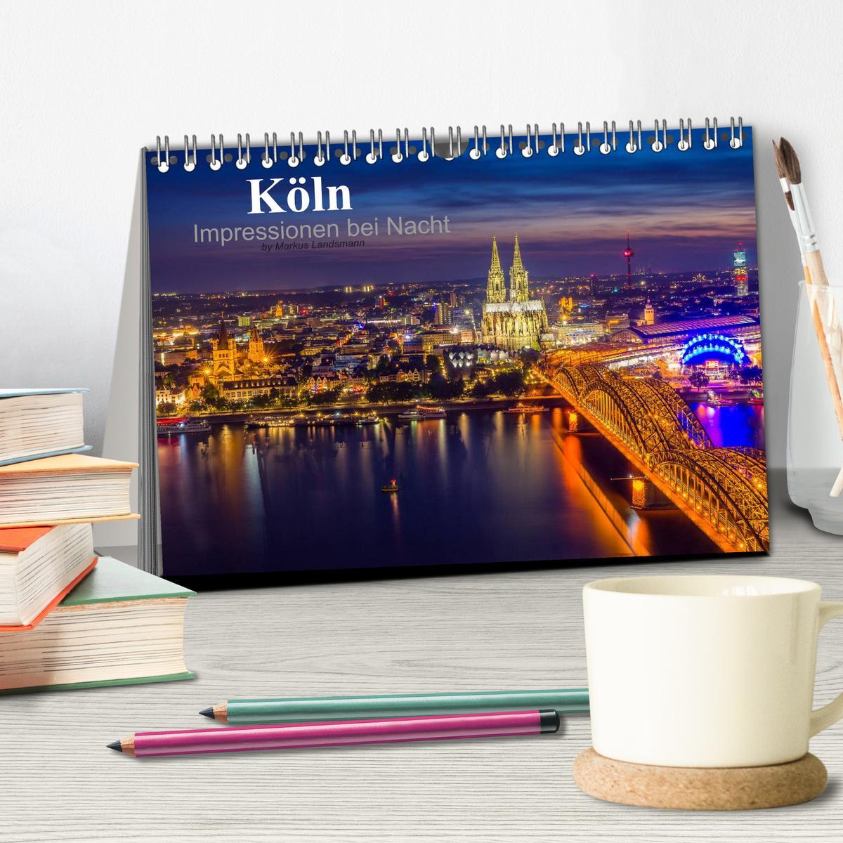 Bild: 9783435575718 | Köln Impressionen bei Nacht (Tischkalender 2025 DIN A5 quer),...