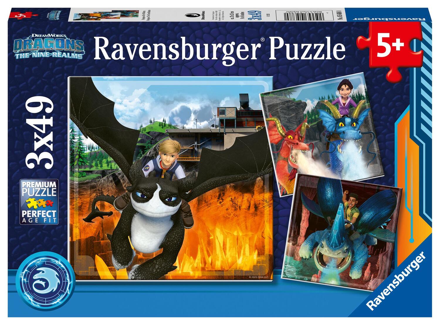 Cover: 4005556056880 | Ravensburger Kinderpuzzle 05688 - Dragons: Die 9 Welten - 3x49...