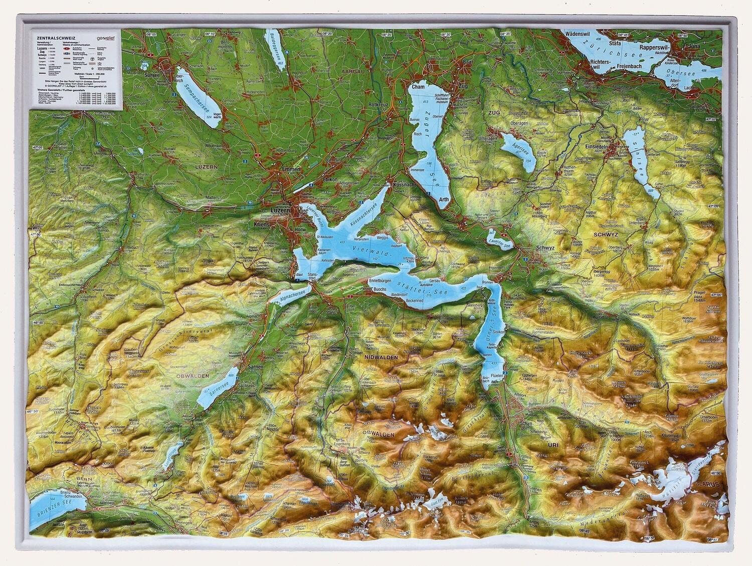 Cover: 4251405901348 | Relief Zentralschweiz klein 1:200.000 | André Markgraf (u. a.) | 2024