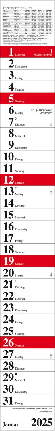 Cover: 9783731879534 | Streifenplaner Praktika Rot 2025 | Verlag Korsch | Kalender | 12 S.