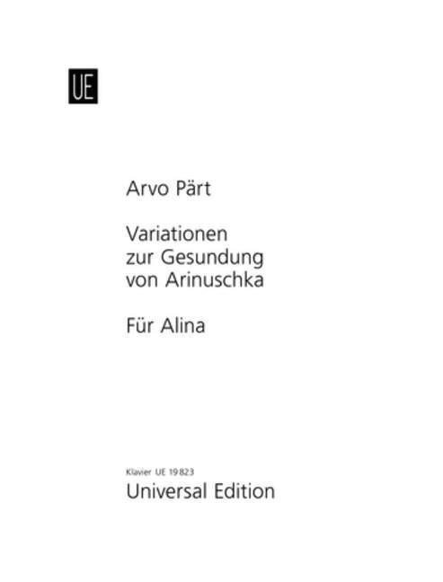 Cover: 9790008002670 | Für Alina; Variationen zur Gesundung von Arinuschka | für Klavier.