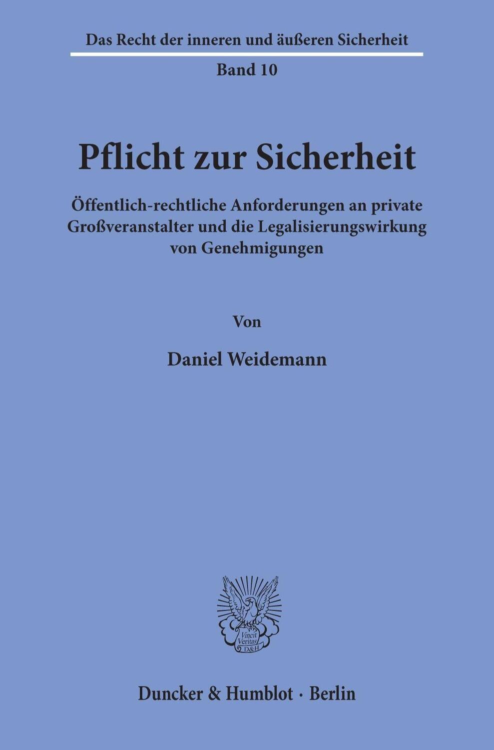Cover: 9783428156771 | Pflicht zur Sicherheit. | Daniel Weidemann | Buch | 678 S. | Deutsch