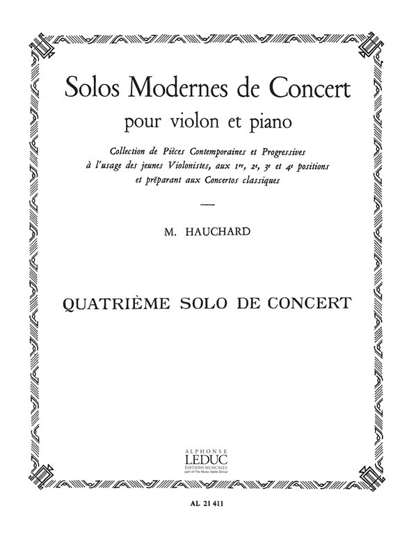 Cover: 9790046214110 | Solo Moderne de Concert no.4 La Majeur | 1Ere Position | Hauchard