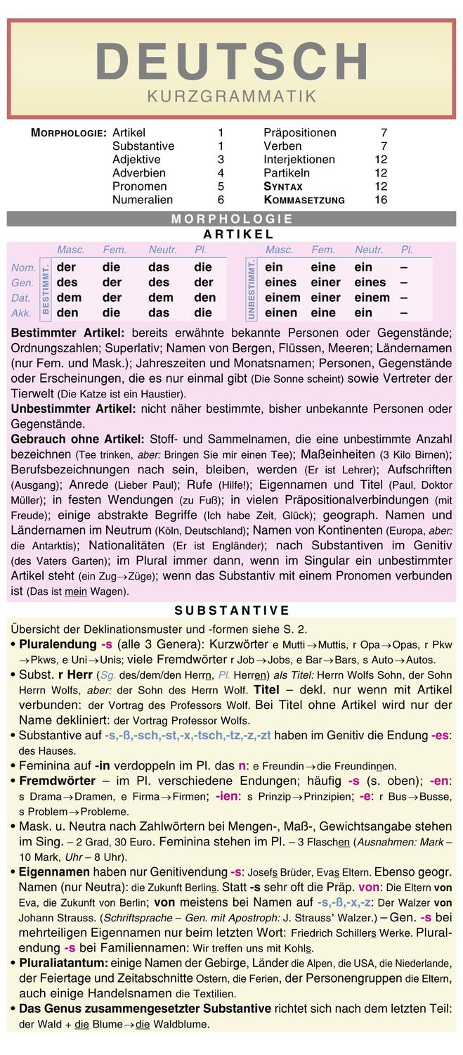 Cover: 9783804488991 | Deutsch - Kurzgrammatik: Die komplette Grammatik anschaulich und...