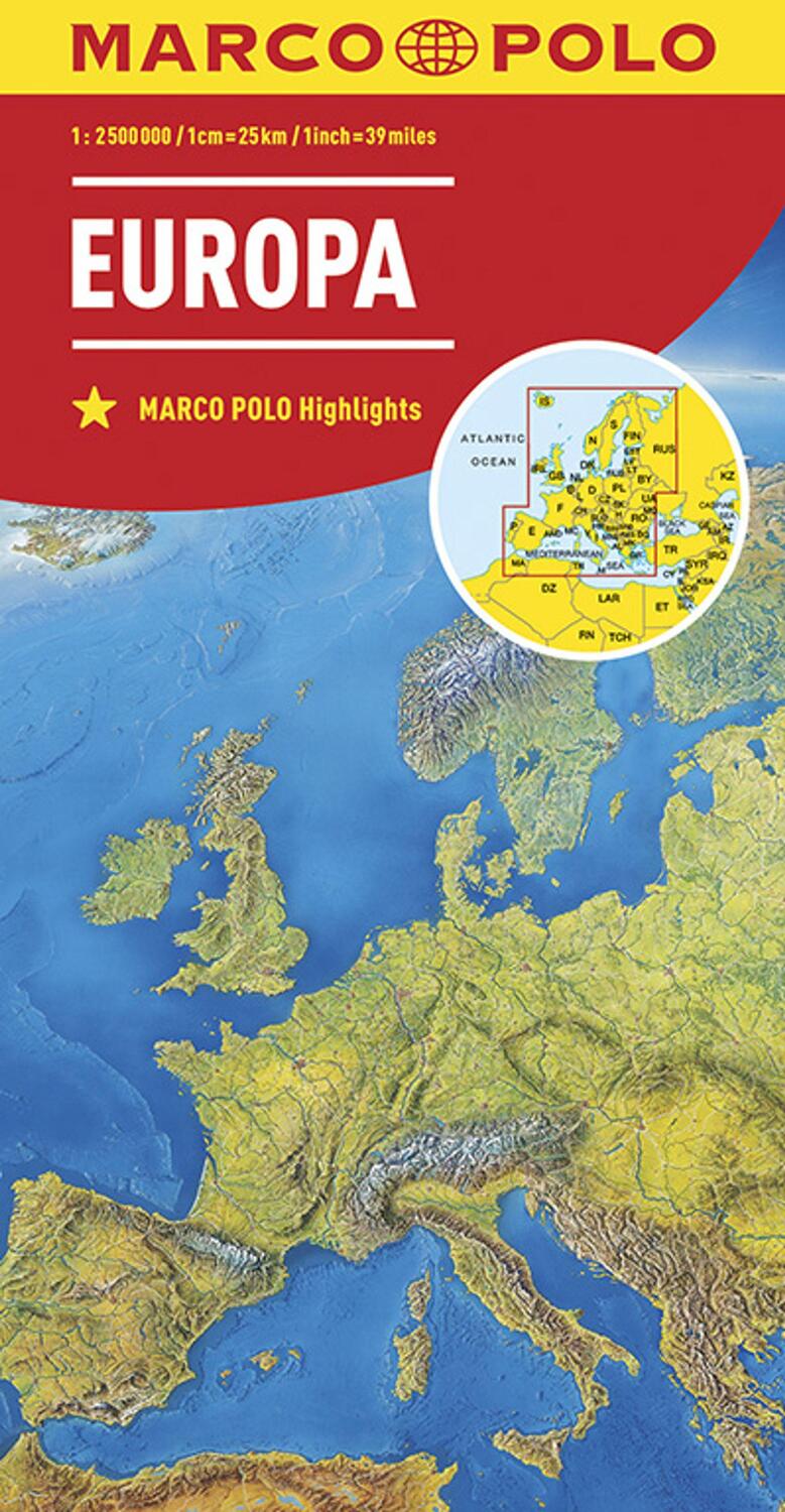 Cover: 9783829738262 | MARCO POLO Länderkarte Europa, physisch 1:2 500 000 Laufzeit bis 2025