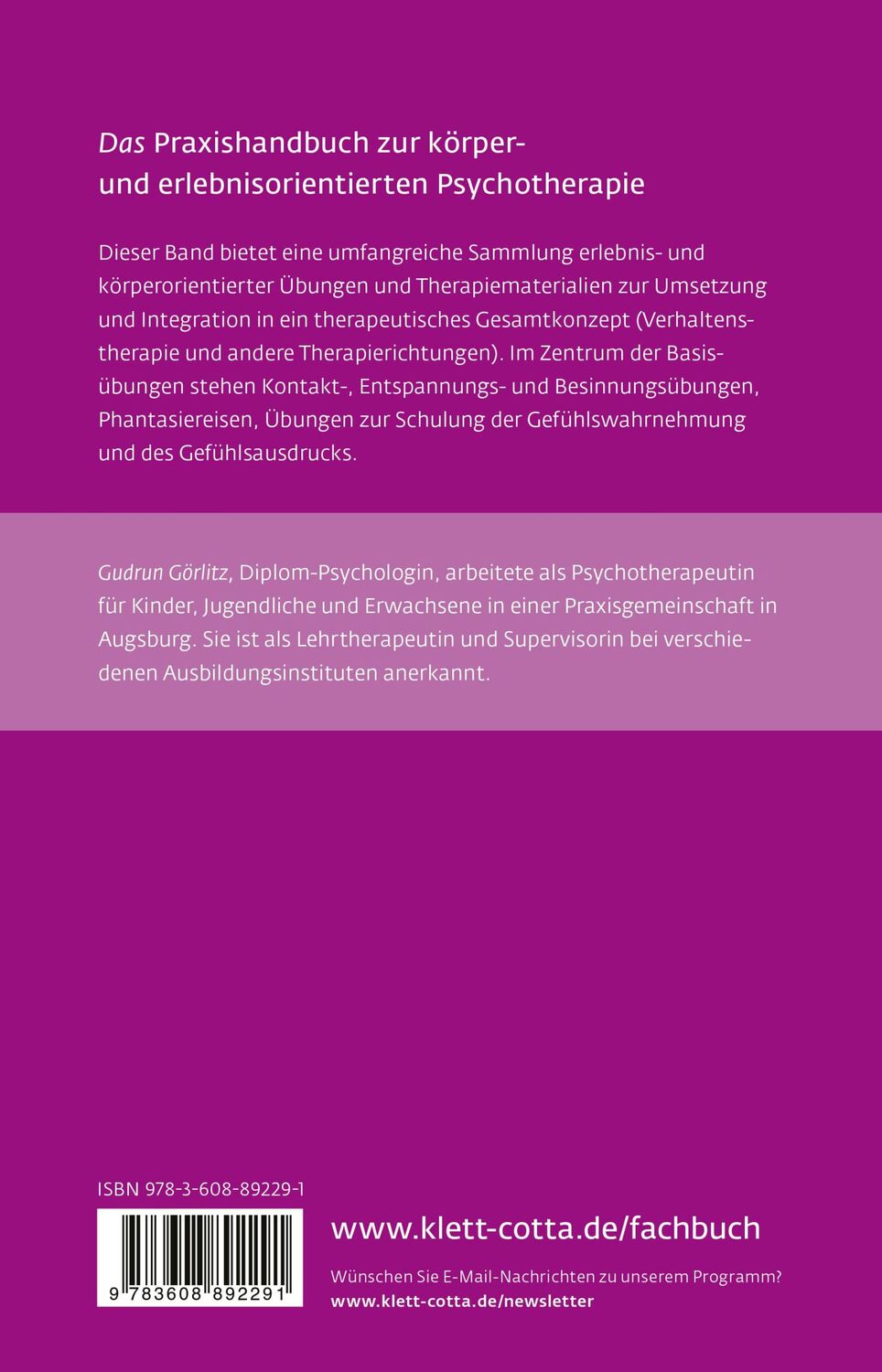 Rückseite: 9783608892291 | Körper und Gefühl in der Psychotherapie - Basisübungen (Leben...