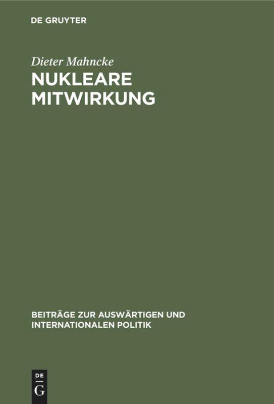 Cover: 9783110018202 | Nukleare Mitwirkung | Dieter Mahncke | Buch | XIII | Deutsch
