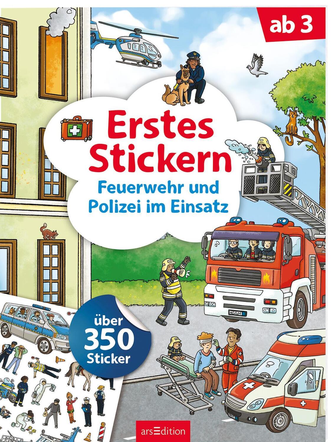 Cover: 9783845842523 | Erstes Stickern - Feuerwehr und Polizei im Einsatz | Über 350 Sticker