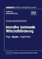 Cover: 9783824469314 | Innovative kommunale Wirtschaftsförderung | Annette Icks | Taschenbuch