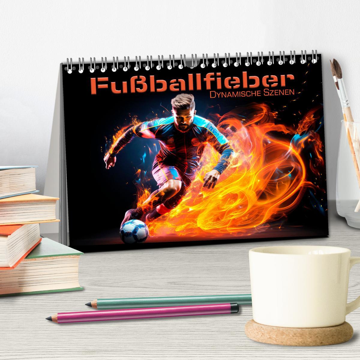 Bild: 9783383853531 | FUßBALLFIEBER Dynamische Szenen (Tischkalender 2025 DIN A5 quer),...