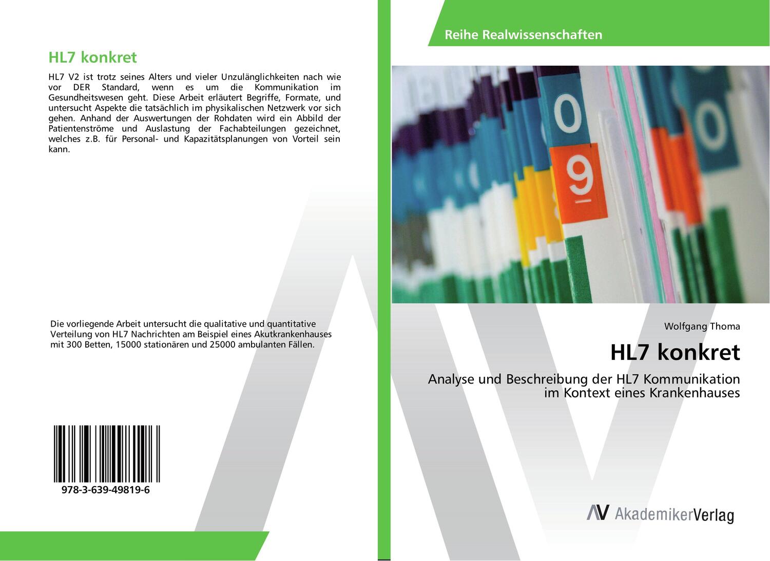 Cover: 9783639498196 | HL7 konkret | Wolfgang Thoma | Taschenbuch | Paperback | 92 S. | 2014