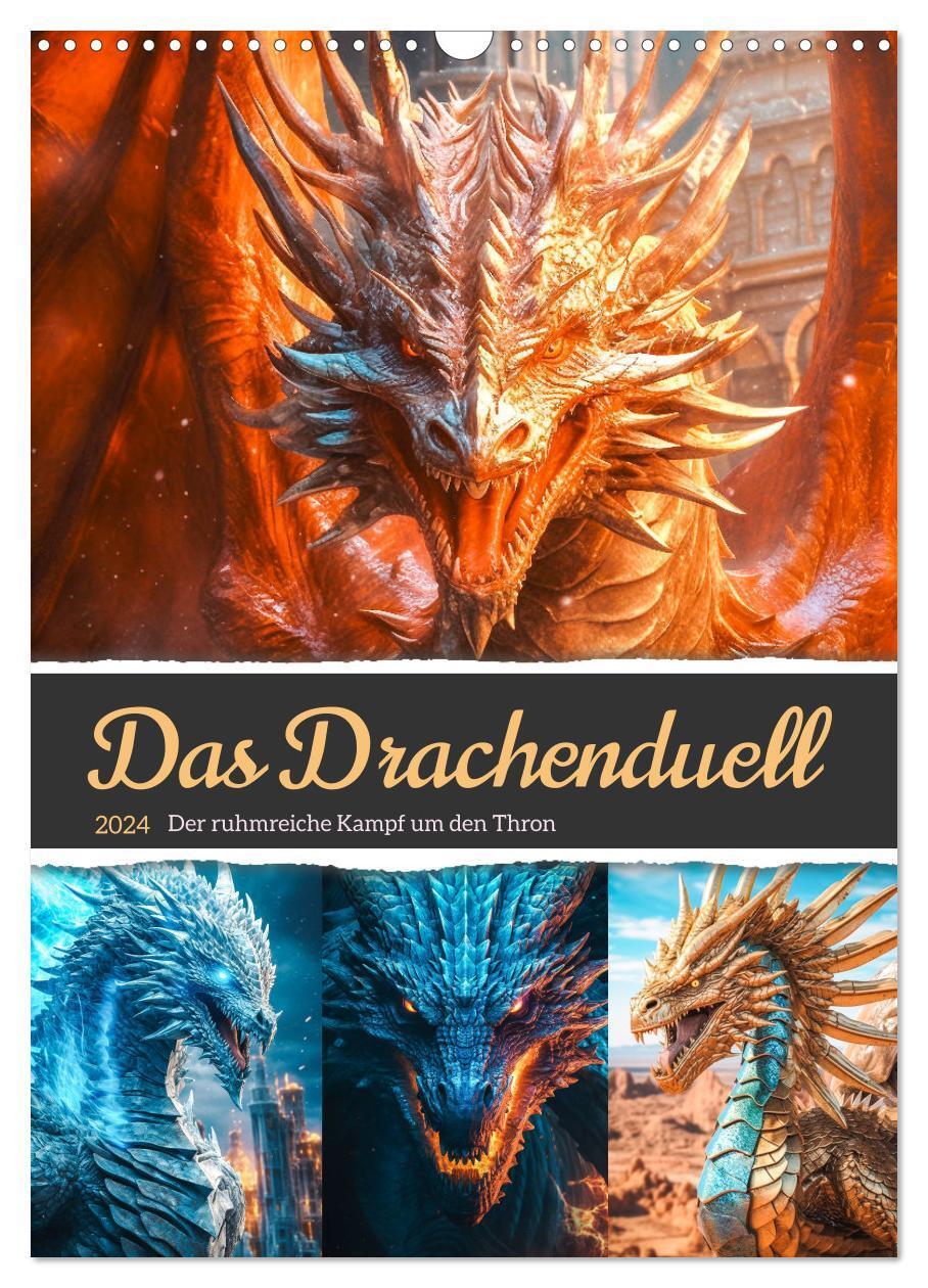 Cover: 9783383653780 | Das Drachenduell (Wandkalender 2024 DIN A3 hoch), CALVENDO...