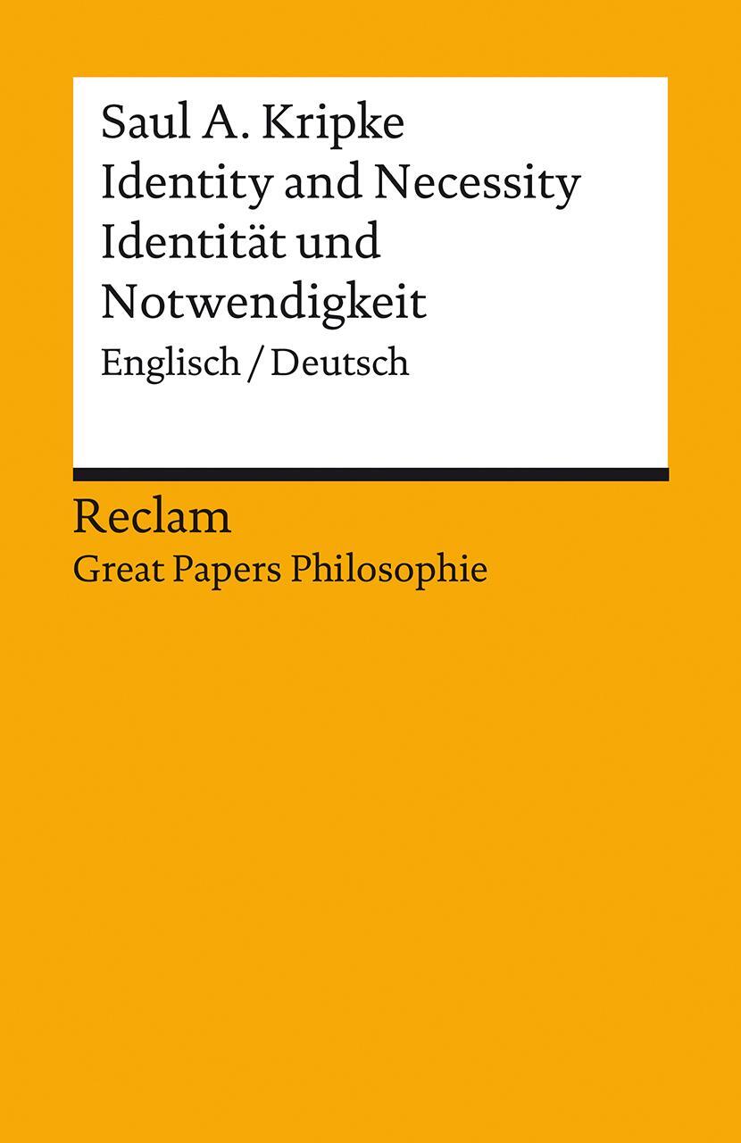 Cover: 9783150140055 | Identity and Necessity / Identität und Notwendigkeit | Saul A. Kripke