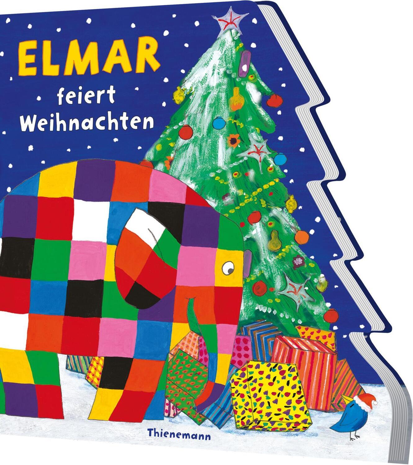 Cover: 9783522459747 | Elmar: Elmar feiert Weihnachten | Auffällig gestaltetes Pappbilderbuch
