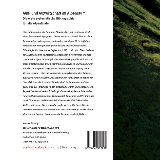 Rückseite: 9783946917298 | Alm- und Alpwirtschaft im Alpenraum | Werner Bätzing | Buch | Deutsch