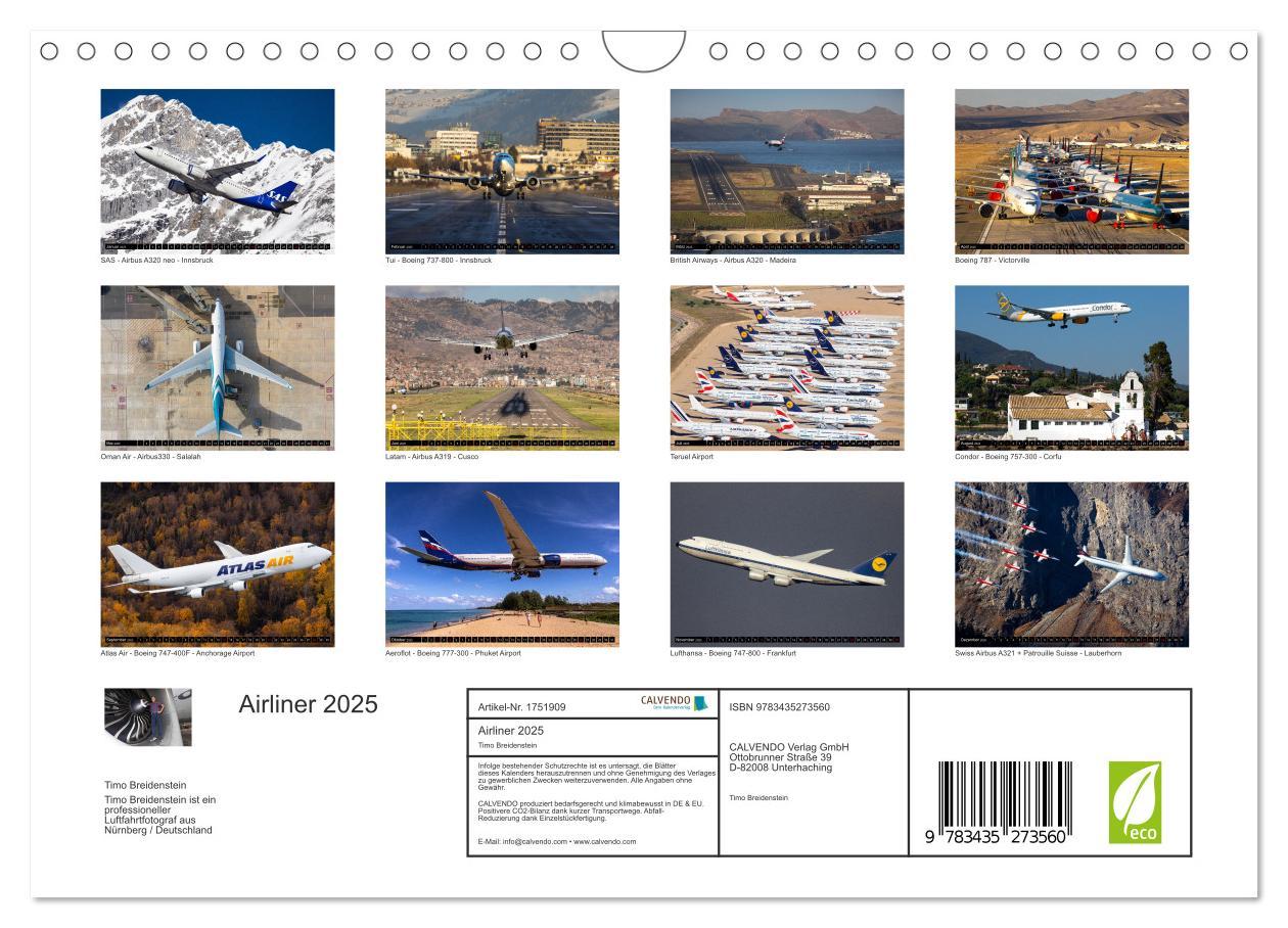 Bild: 9783435273560 | Airliner 2025 (Wandkalender 2025 DIN A4 quer), CALVENDO Monatskalender