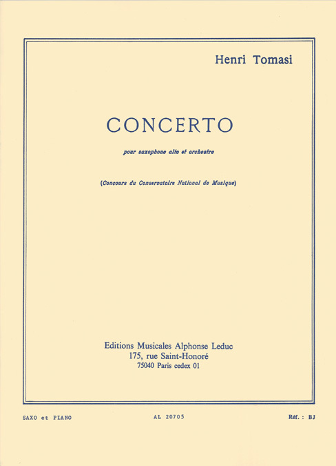 Cover: 9790046207051 | Concerto For Alto Saxophone And Orchestra | Henri Tomasi