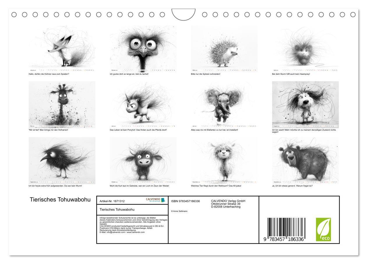 Bild: 9783457186336 | Tierisches Tohuwabohu (Wandkalender 2025 DIN A4 quer), CALVENDO...