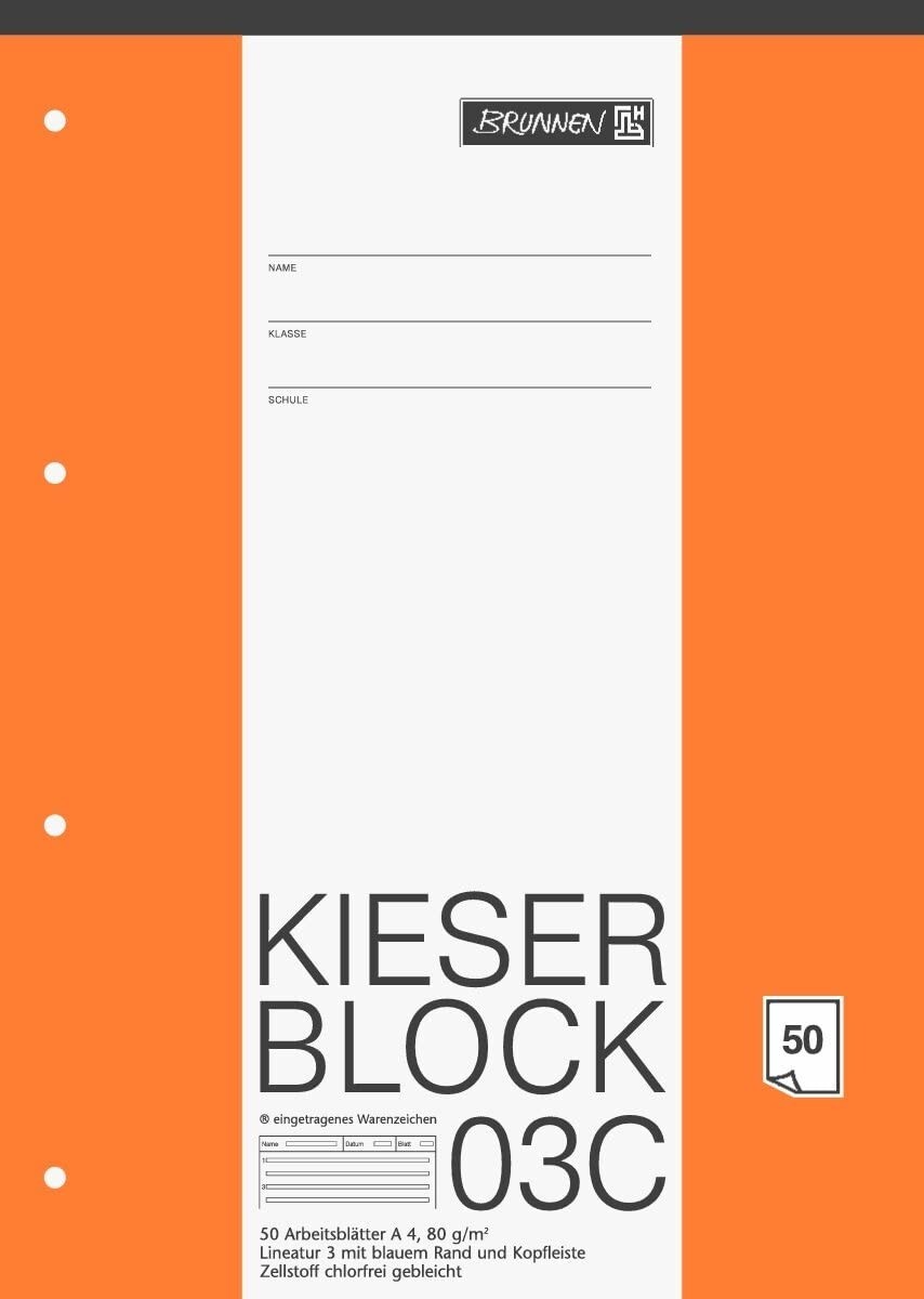 Cover: 4003273120006 | Brunnen KIESER-Block A4 Lineatur 3 mit blauem Rand | 1042923 | 2020