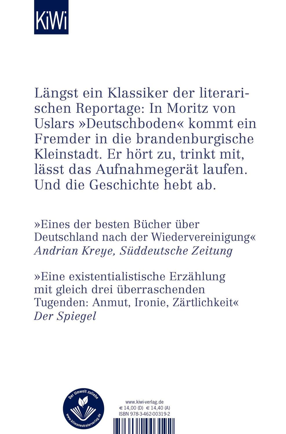 Rückseite: 9783462003192 | Deutschboden | Eine teilnehmende Beobachtung | Moritz von Uslar | Buch