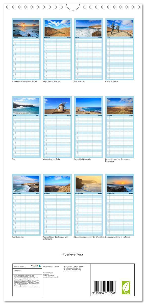 Bild: 9783457118290 | Familienplaner 2025 - Fuerteventura mit 5 Spalten (Wandkalender, 21...