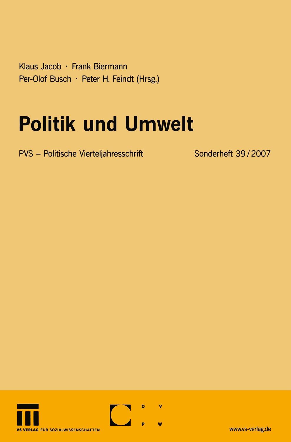 Cover: 9783531148892 | Politik und Umwelt | Klaus Jacob (u. a.) | Taschenbuch | Paperback