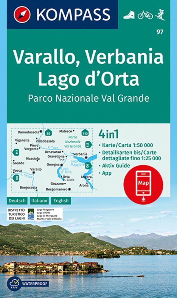 Cover: 9783990445525 | KOMPASS Wanderkarte 97 Varallo, Verbania, Lago d'Orta, Parco...