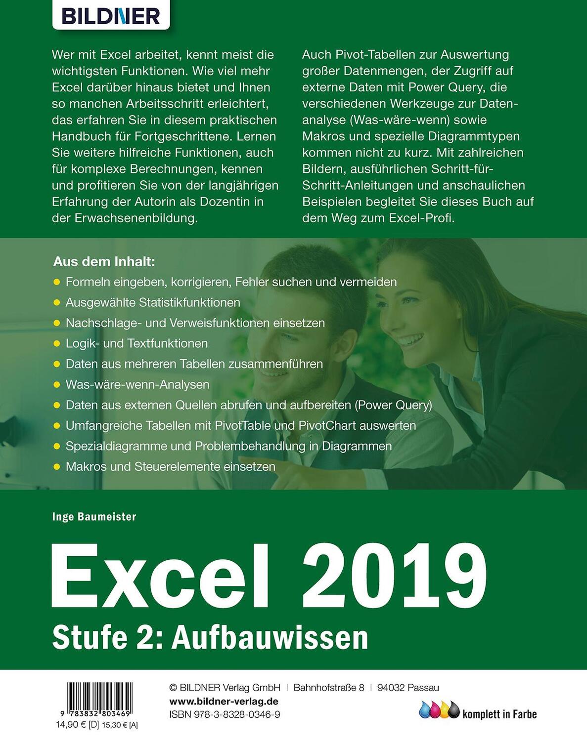 Rückseite: 9783832803469 | Excel 2019 - Stufe 2: Aufbauwissen | Inge Baumeister | Taschenbuch