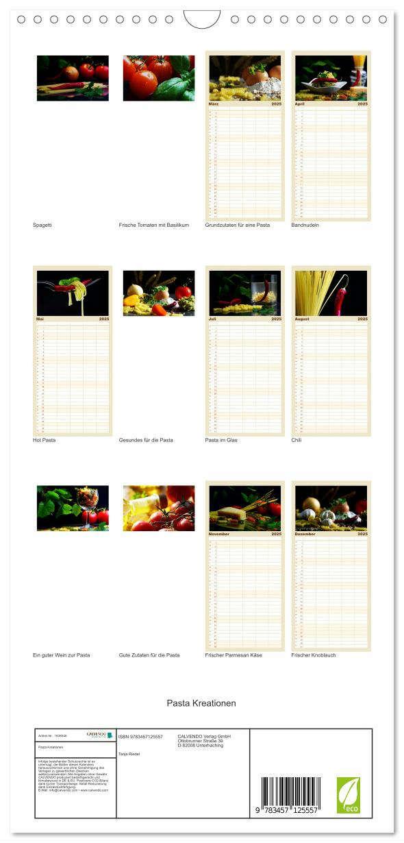 Bild: 9783457125557 | Familienplaner 2025 - Pasta Kreationen mit 5 Spalten (Wandkalender,...