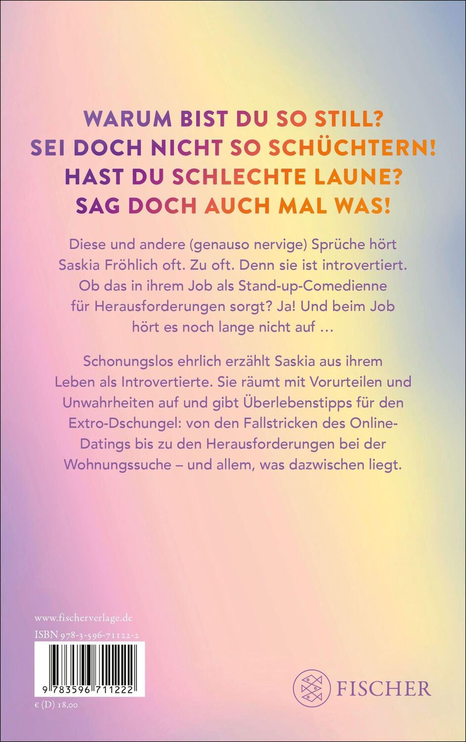 Rückseite: 9783596711222 | Introvertiert, na und? | Saskia Fröhlich | Taschenbuch | 272 S. | 2024