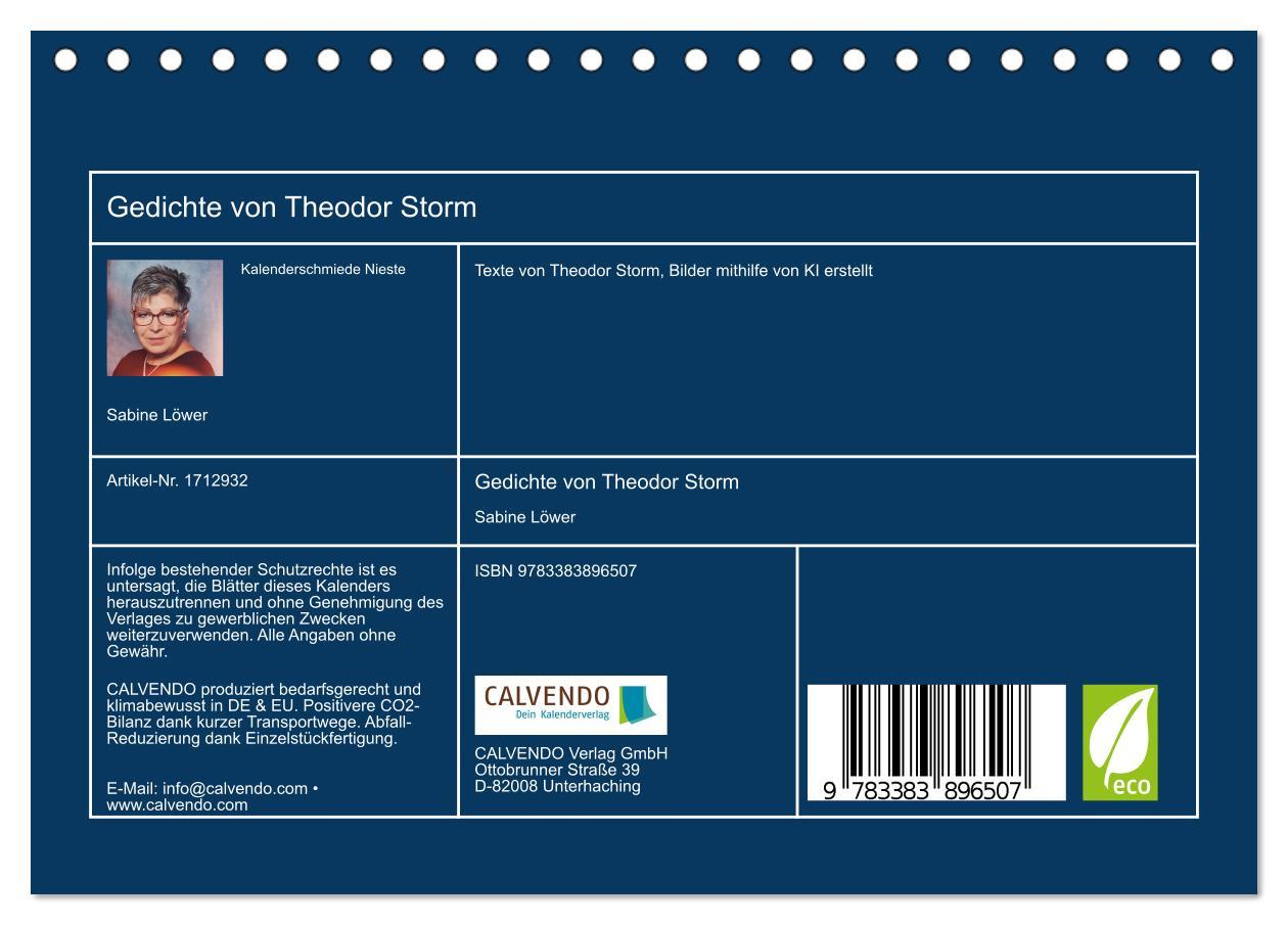 Bild: 9783383896507 | Gedichte von Theodor Storm (Tischkalender 2025 DIN A5 quer),...