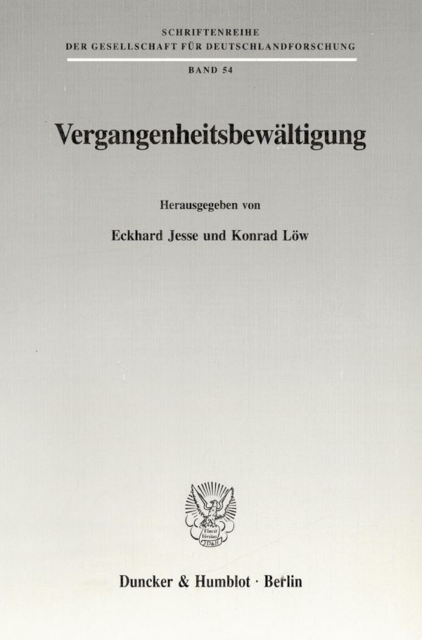 Cover: 9783428091836 | Vergangenheitsbewältigung. | Eckhard Jesse (u. a.) | Taschenbuch