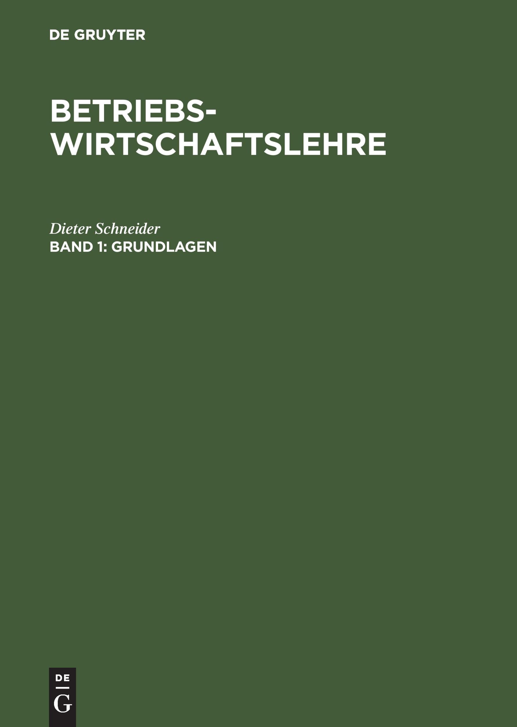 Cover: 9783486234237 | Grundlagen | Dieter Schneider | Buch | X | Deutsch | 1995